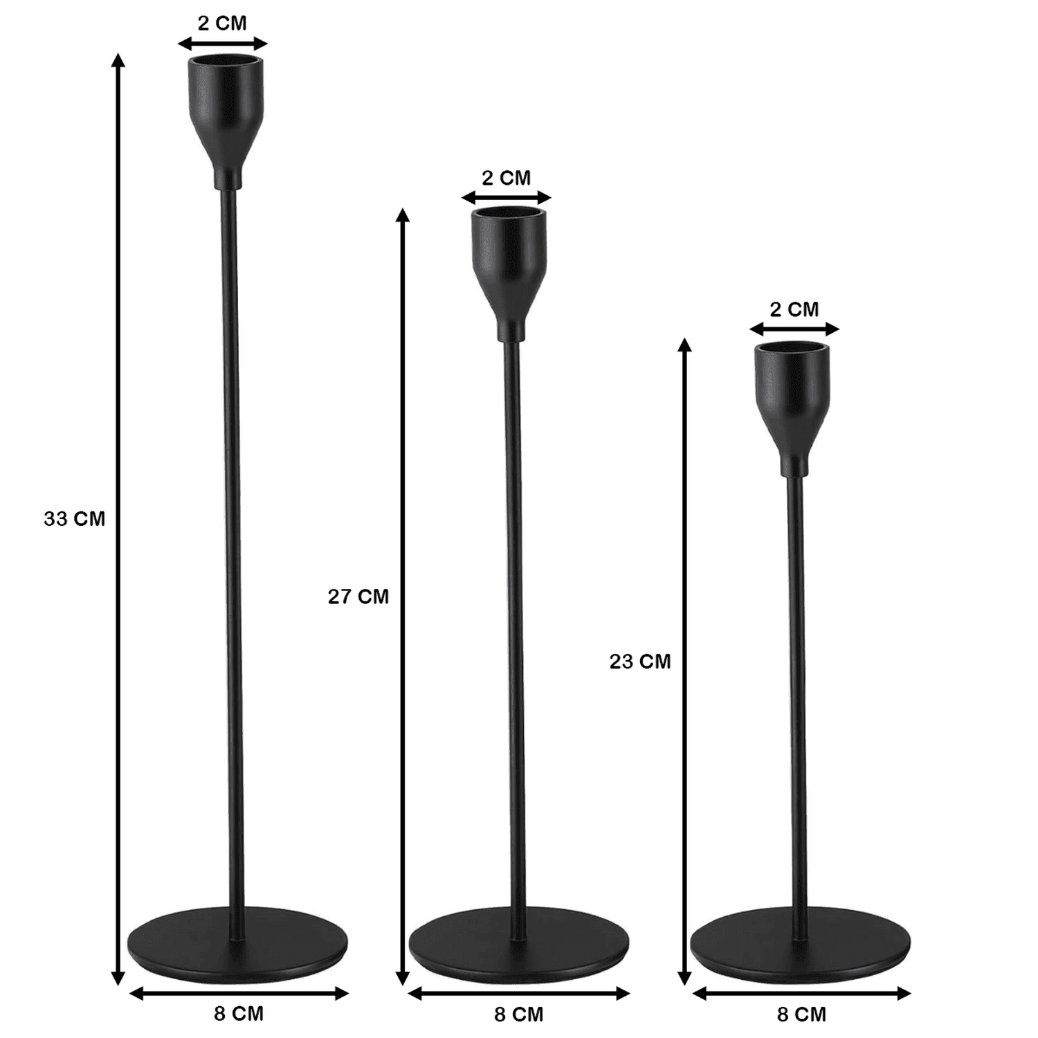 Set 3 Candelabros Porta Velas Negro Decora Centro De Mesa - Fliperex
