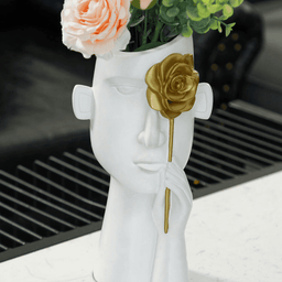 Florero Retrato Nordico Escultura Rostro De Resina Blanco - Fliperex