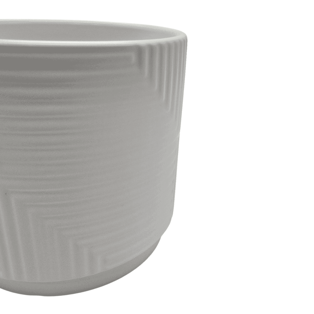 Macetero Maceta De Ceramica Blanco Con Linea Cuadrada S - Fliperex