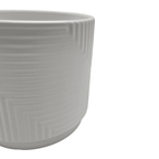 Macetero Maceta De Ceramica Blanco Con Linea Cuadrada S - Fliperex