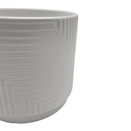 Macetero Maceta De Ceramica Blanco Con Linea Cuadrada S - Fliperex