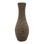 Jarron Florero Decorativo Tejido Rattan Moderno Café 50 CM - Fliperex