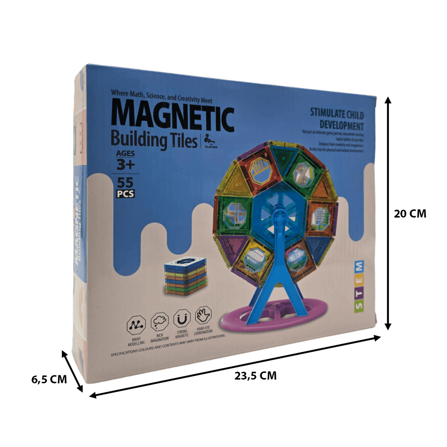 Set De Construccion Magnetico Piezas Magneticas 55 Piezas - Fliperex