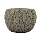 Macetero Maceta Acabado Cemento Relieve Hojas Gris M - Fliperex