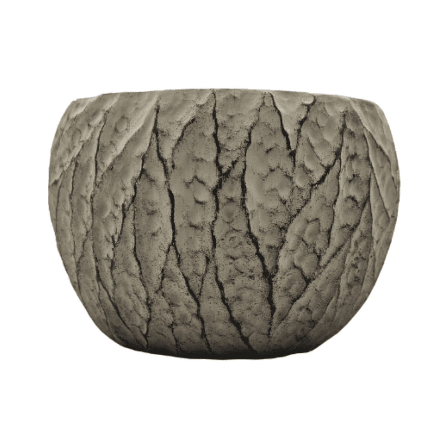 Macetero Maceta Acabado Cemento Relieve Hojas Gris M - Fliperex