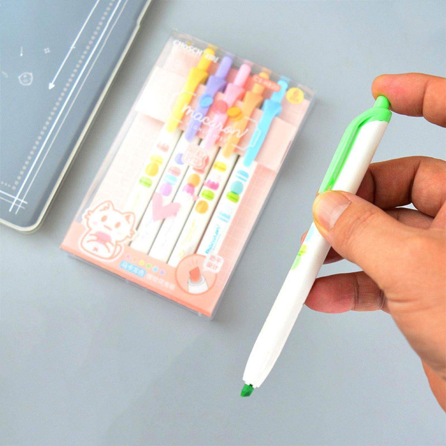 Set 6 Lapices Destacadores Punta Biselada Pastel Macaron - Fliperex