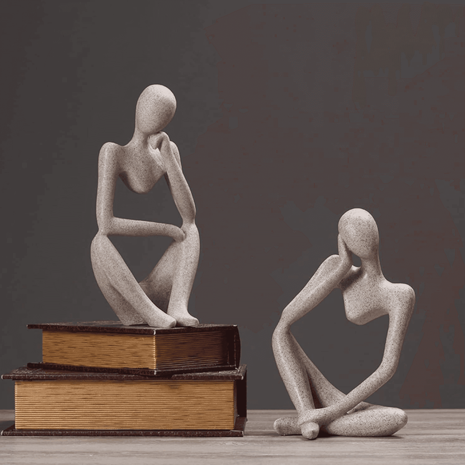 Escultura Pensador De Resina Abstracta Moderna Arenisca - Fliperex