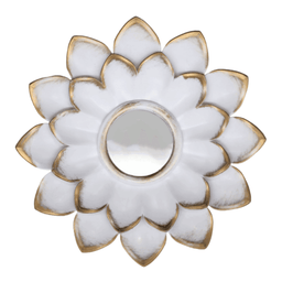 Set 4 Marcos De Espejos Flor De Loto Decorativo Blanco Deco - Fliperex
