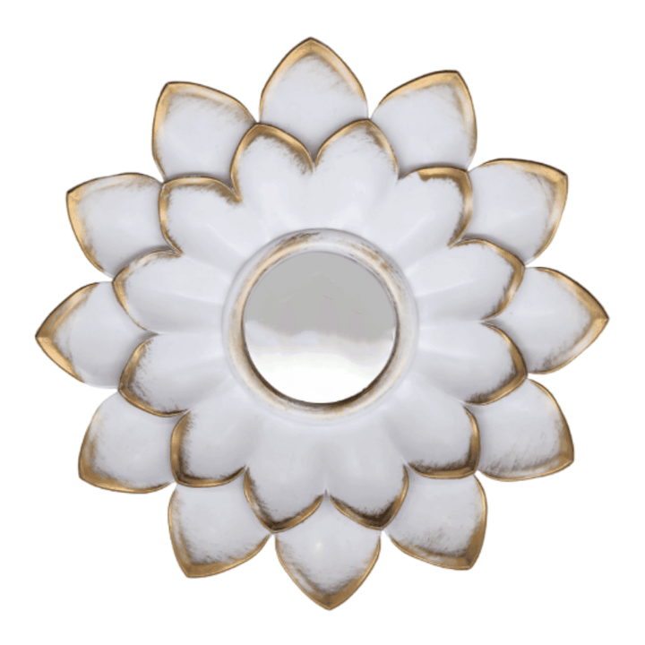 Set 4 Marcos De Espejos Flor De Loto Decorativo Blanco Deco - vista 2