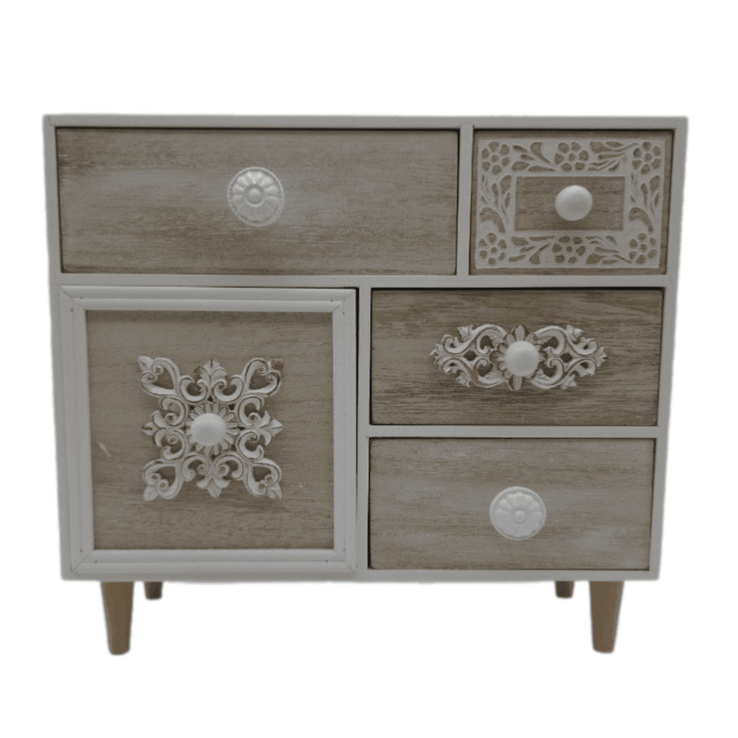 Organizador De Joyas Multiuso Oriental 5 Cajones Blanco - Fliperex