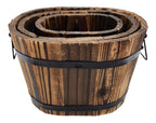 Set 3 Maceteros De Madera Tipo Barril Para Jardín Terraza - Fliperex