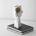 Florero Retrato Nordico Escultura Rostro De Resina Blanco - Fliperex