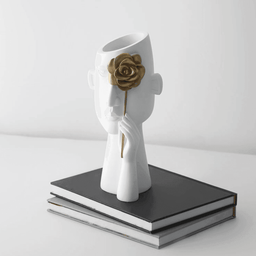 Florero Retrato Nordico Escultura Rostro De Resina Blanco - Fliperex