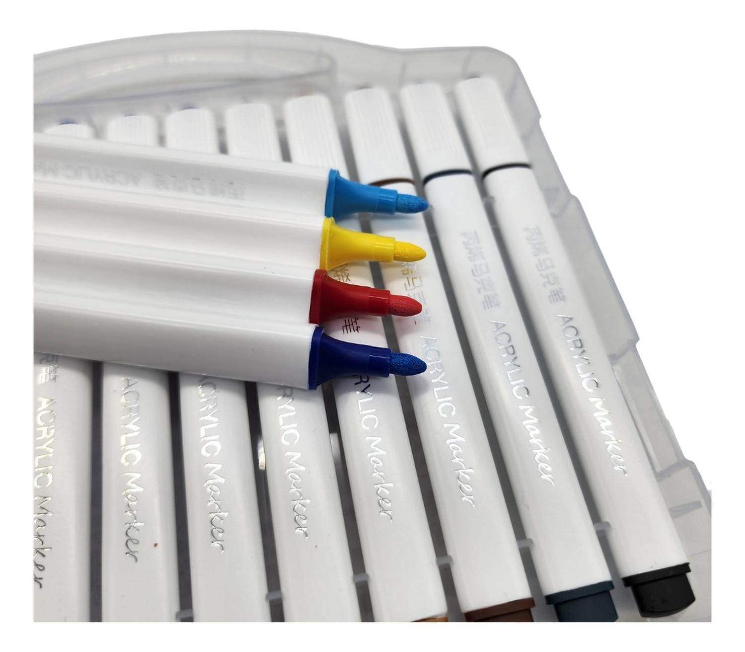 Set Marcadores Acrilicos 24 Lapices Calidad Arte Dibujo - Fliperex