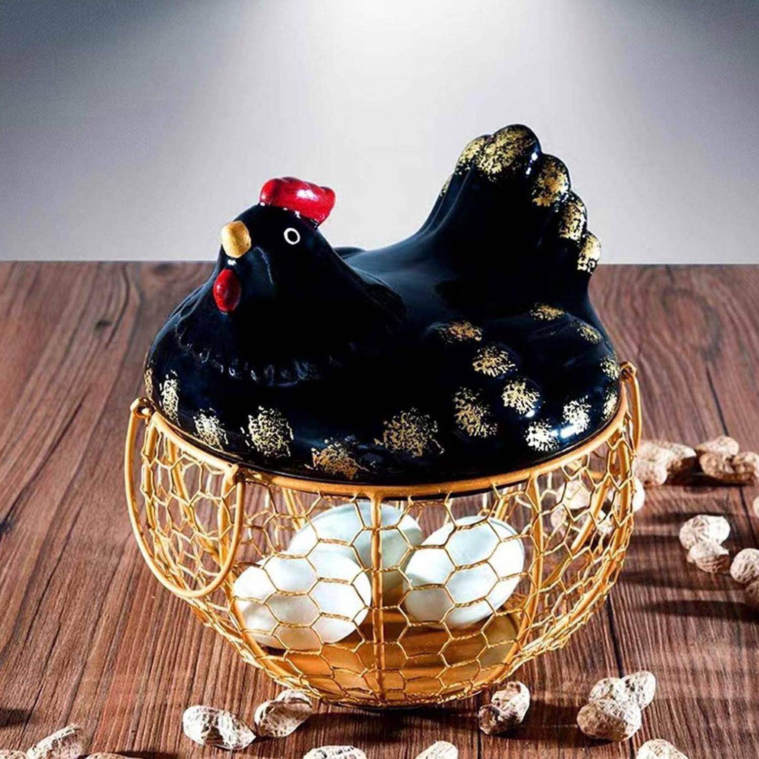 Gallina Decorativa Porta Huevos Cesta De Huevos - Fliperex