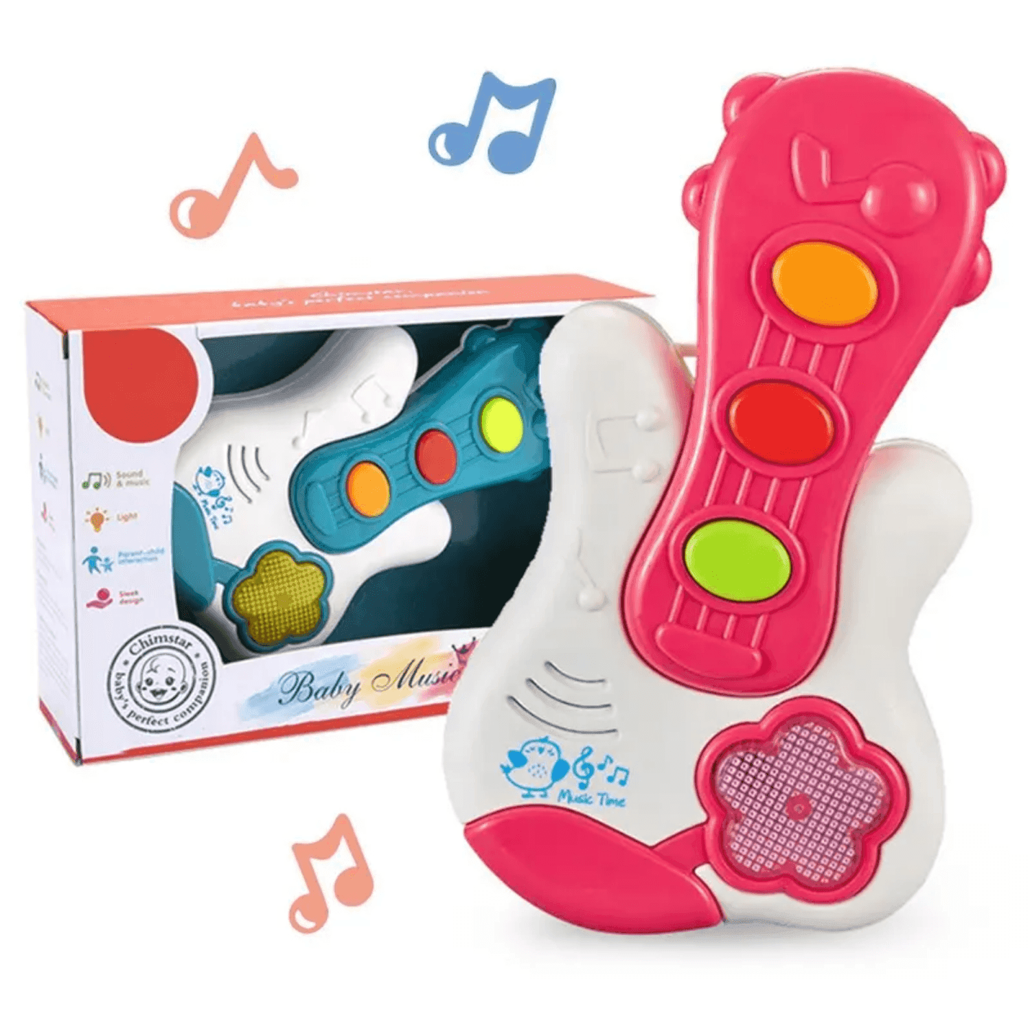 Juguete Piano Musical Con Luces Sonidos Forma Guitarra Bebe - Fliperex
