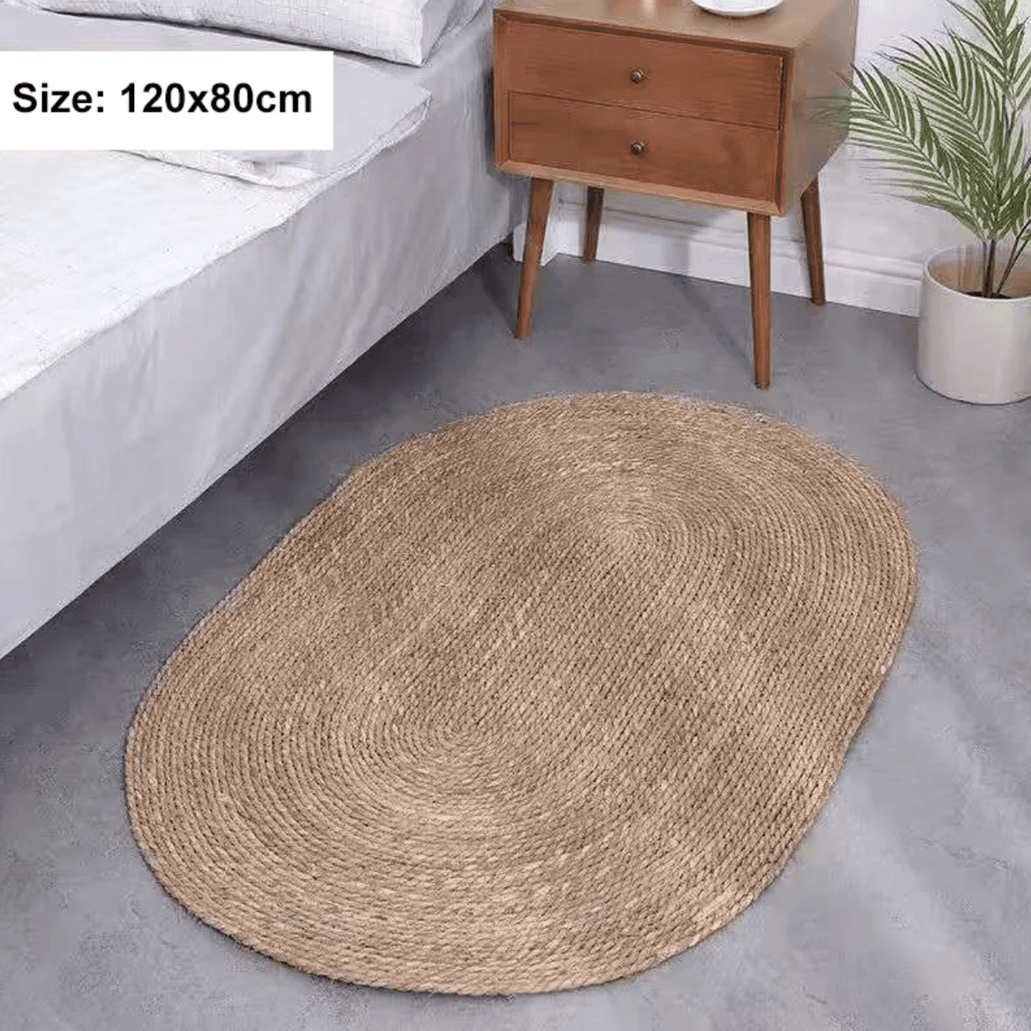 Alfombra De Yute Tradicional Rustica Ovalada Color Natural S - Fliperex