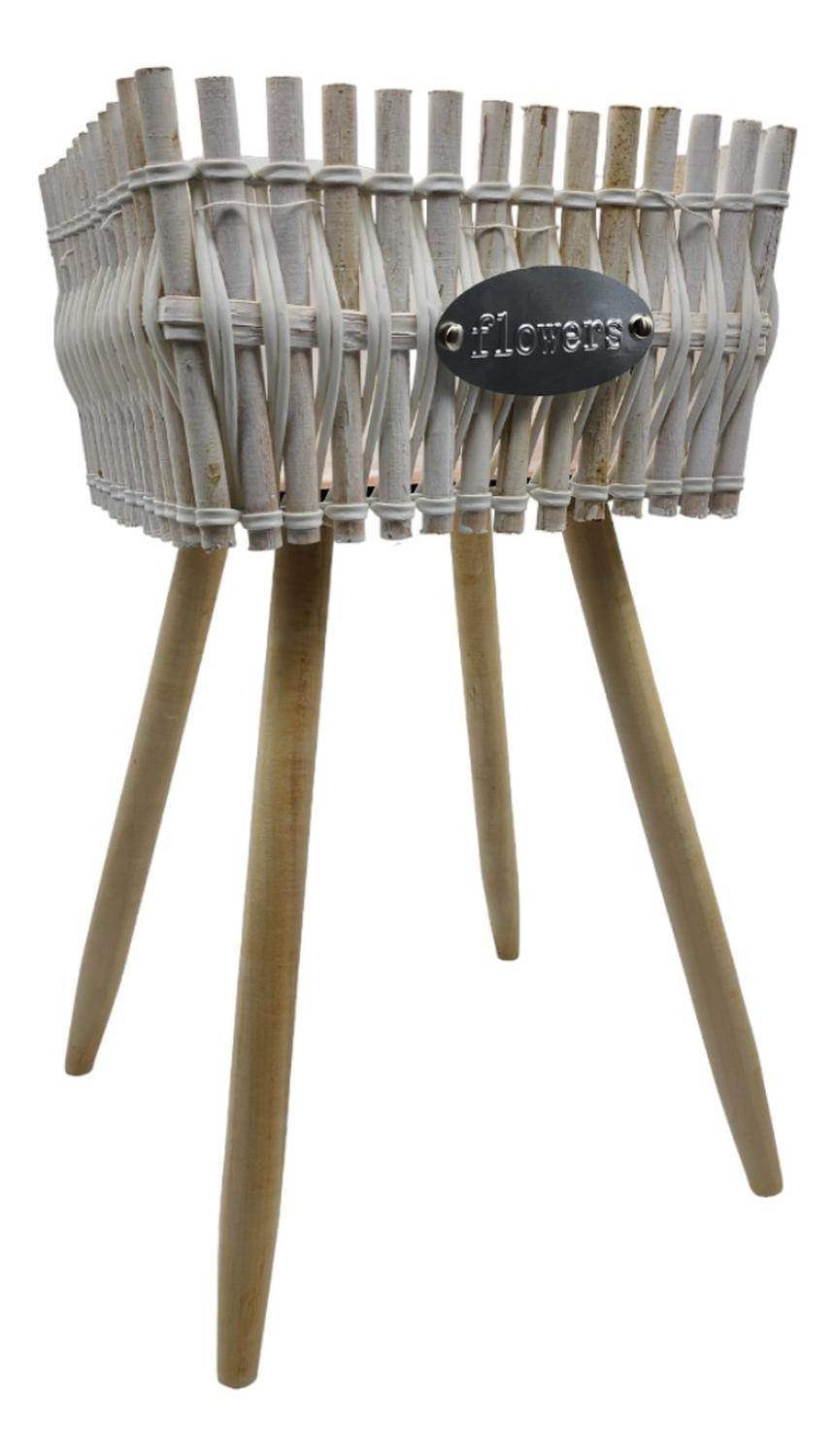 Macetero Pedestal Madera Rustico Porta Macetero Grande - Fliperex