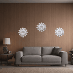 Set 3 Marcos De Espejos Flor De Loto Decorativo Blanco Deco - Fliperex