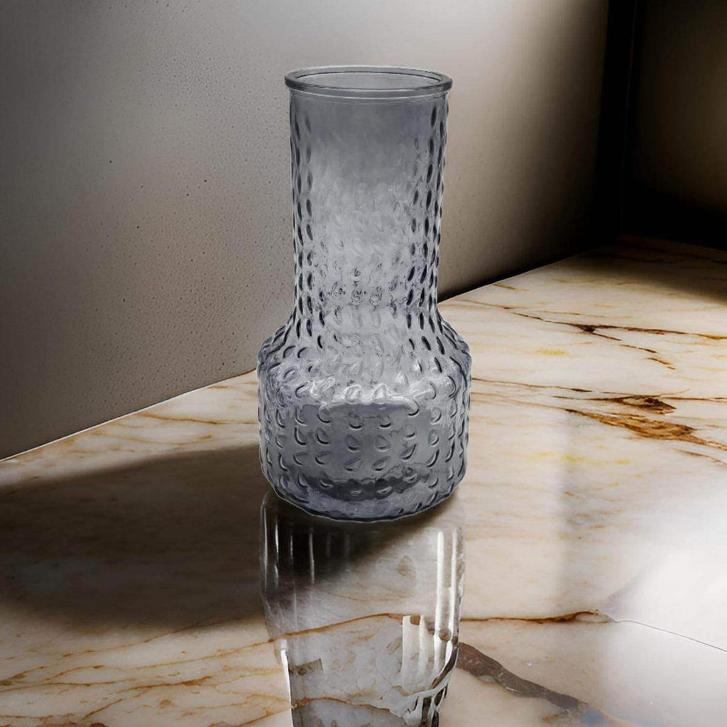Florero Decorativo De Vidrio Con Diseño Base Ancha Gris 25 - Fliperex