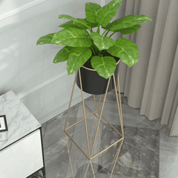 Porta Macetero Pedestal Maceta Plantas Negro Dorado - Fliperex