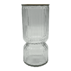 Florero Decorativo De Vidrio Con Diseño Borde Dorado - Fliperex