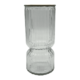 Florero Decorativo De Vidrio Con Diseño Borde Dorado - Fliperex