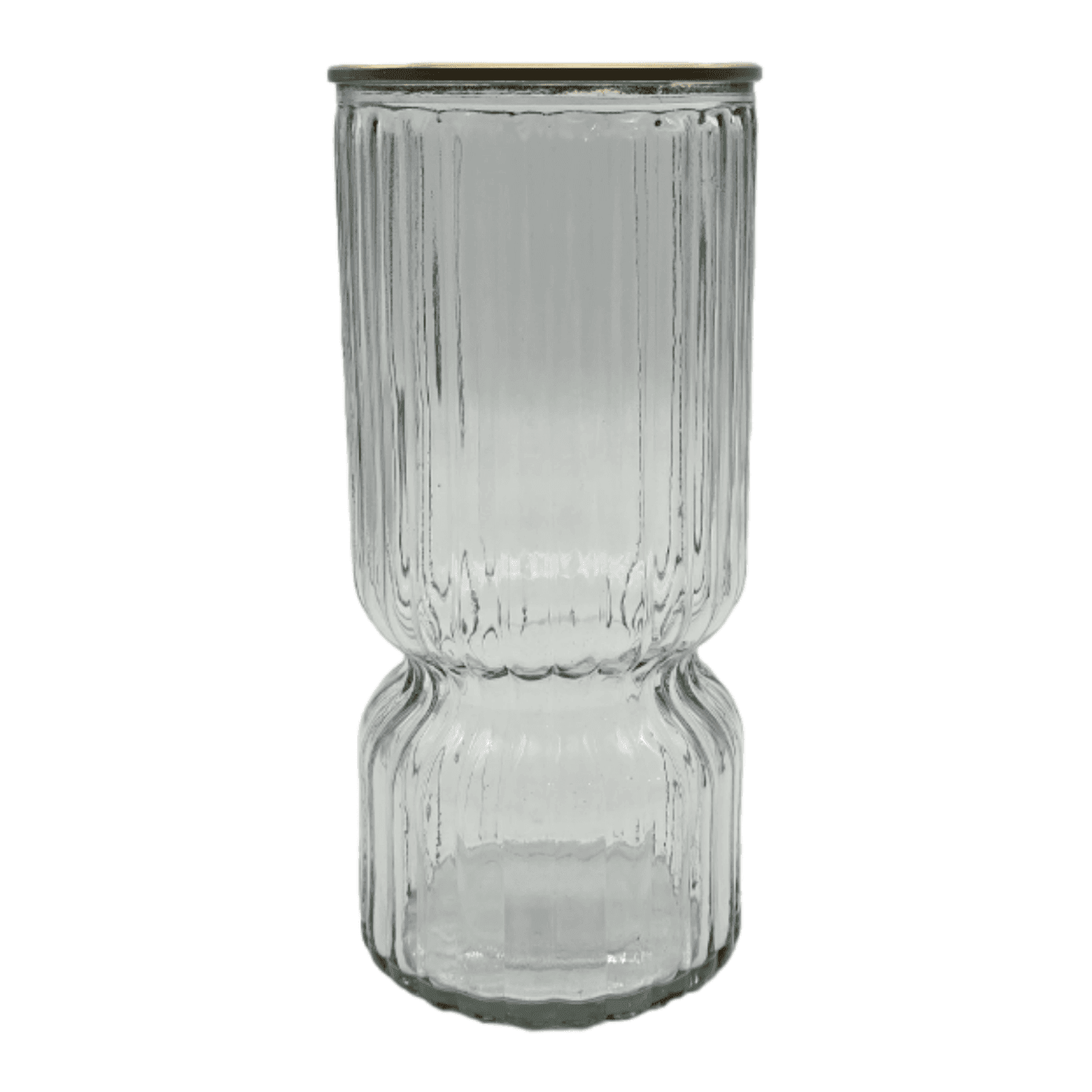 Florero Decorativo De Vidrio Con Diseño Borde Dorado - Fliperex