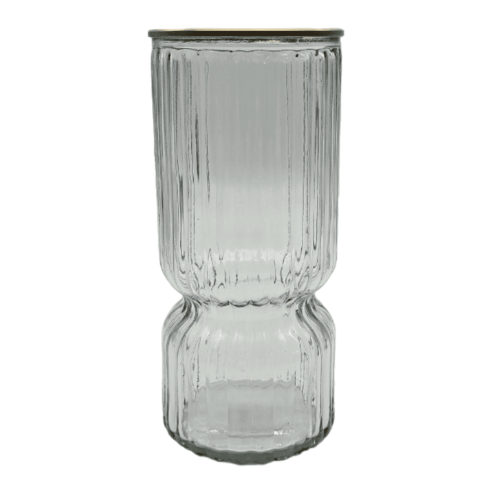 Florero Decorativo De Vidrio Con Diseño Borde Dorado - vista 2