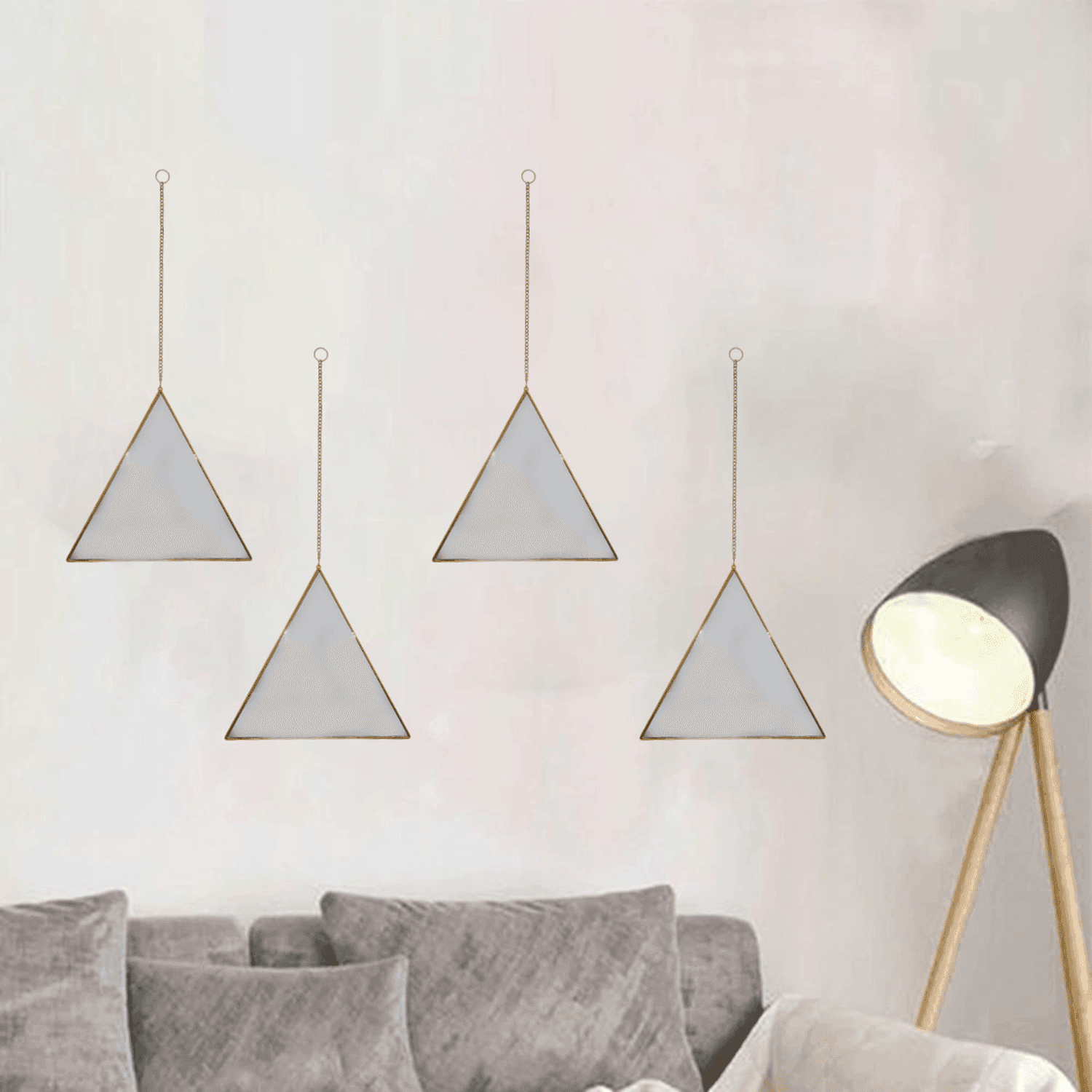Set 4 Espejos Pared Para Colgar Triangular Marco De Espejo - Fliperex
