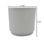 Macetero Maceta De Ceramica Blanco Con Linea Cuadrada S - Fliperex