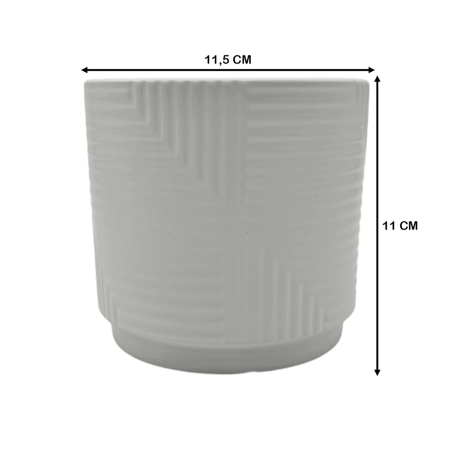 Macetero Maceta De Ceramica Blanco Con Linea Cuadrada S - Fliperex