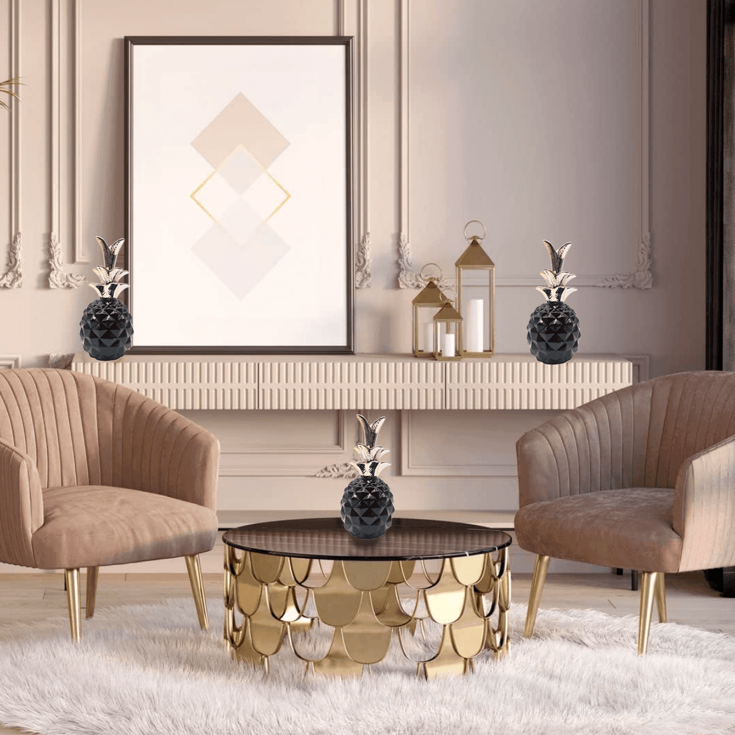 Set 2 Figuras Piñas Decorativas De Ceramica Adorno Decohogar - Fliperex