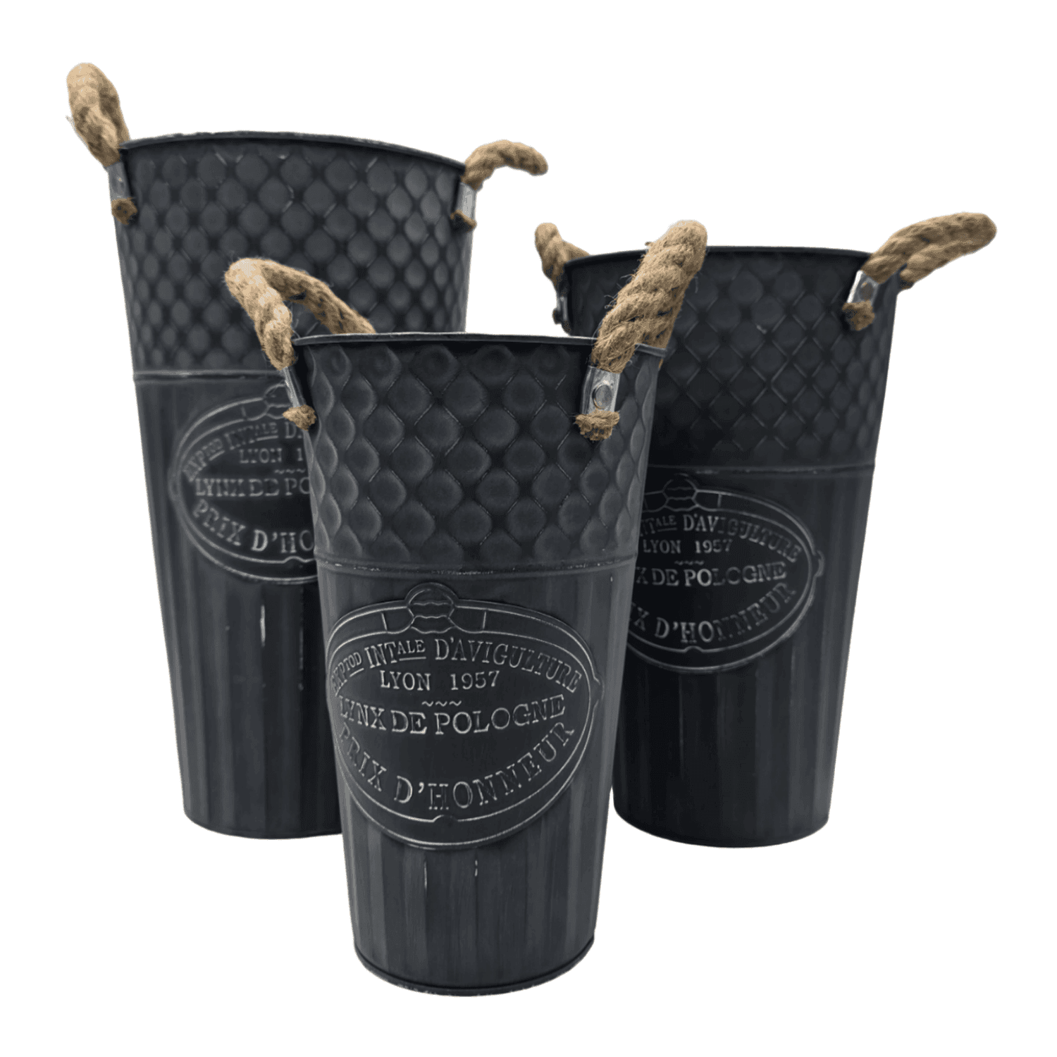 Macetero Balde Metalico Decorativo Vintage Desgastado Gris S - Fliperex