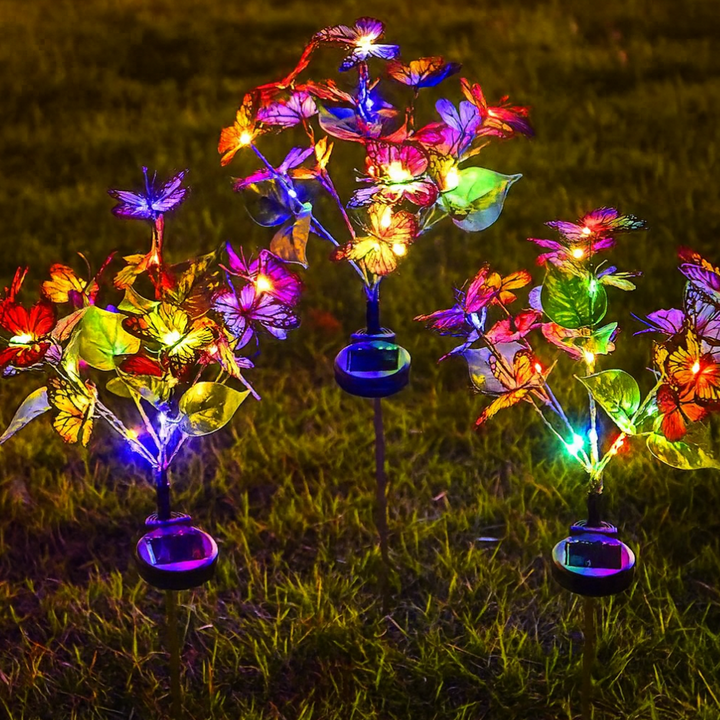 Set 2 Luces Solares Jardin Decorativas Mariposas Multicolor - vista 2