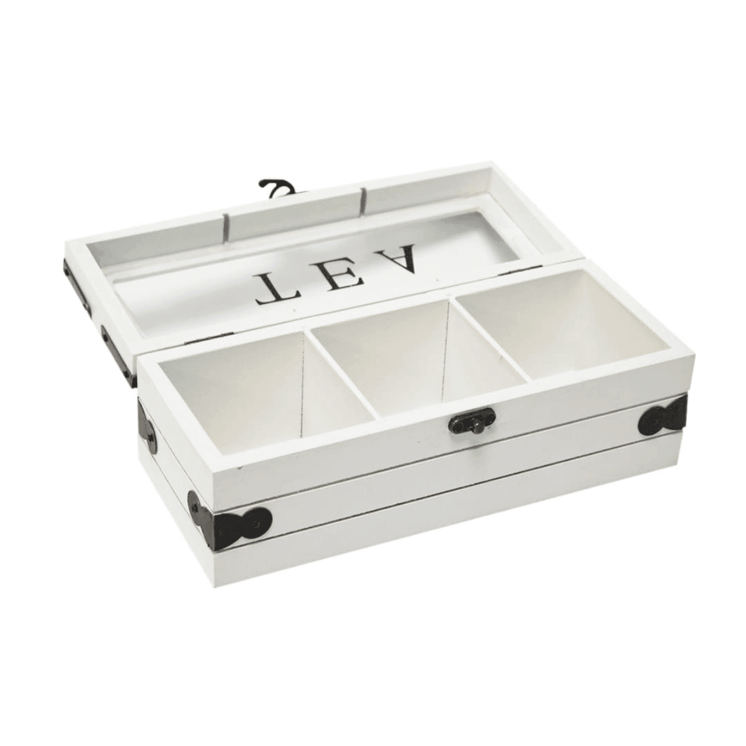 Caja De Te 3 Divisiones Tapa Con Diseño Decorativa Decohogar - Fliperex