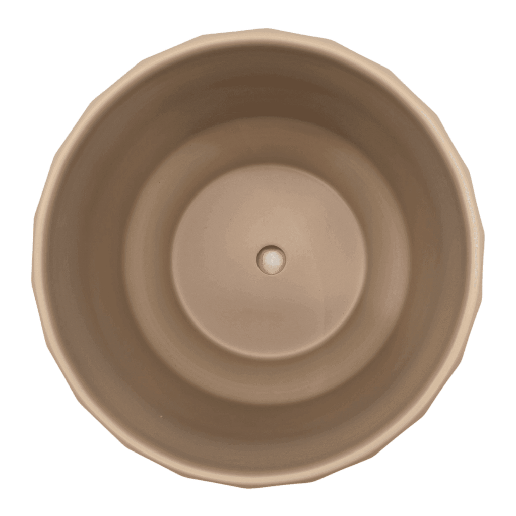 Set 3 Macetero Maceta De Ceramica Beige Lineas Verticales - Fliperex