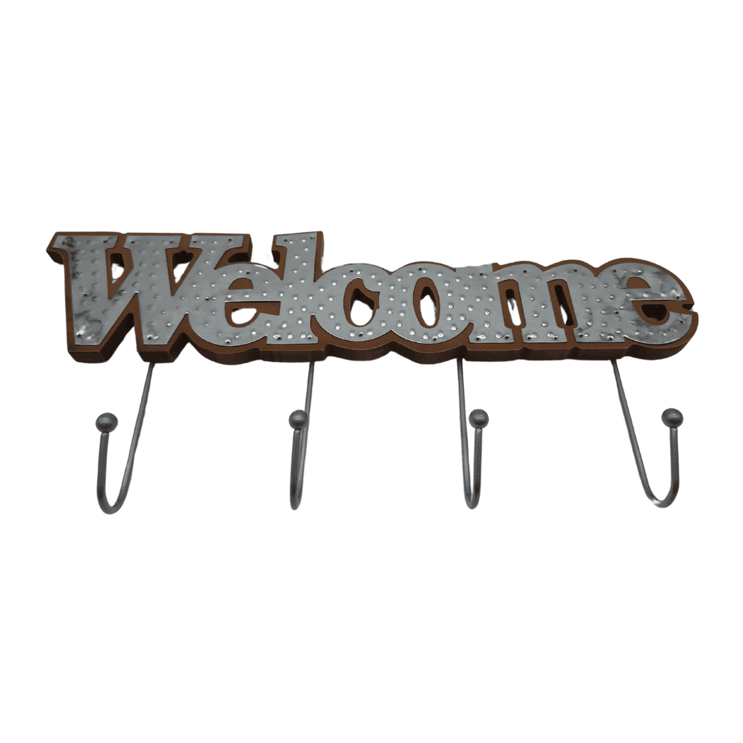 Perchero De Pared Colgador Welcome 4 Ganchos Plateado - Fliperex