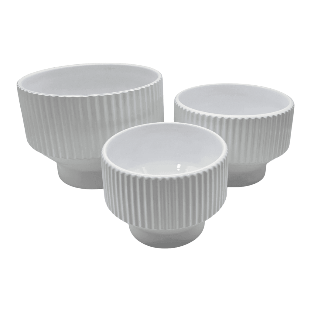 Set 3 Maceteros Maceta De Ceramica Copon Blanco Brillante - Fliperex
