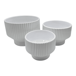 Set 3 Maceteros Maceta De Ceramica Copon Blanco Brillante - Fliperex