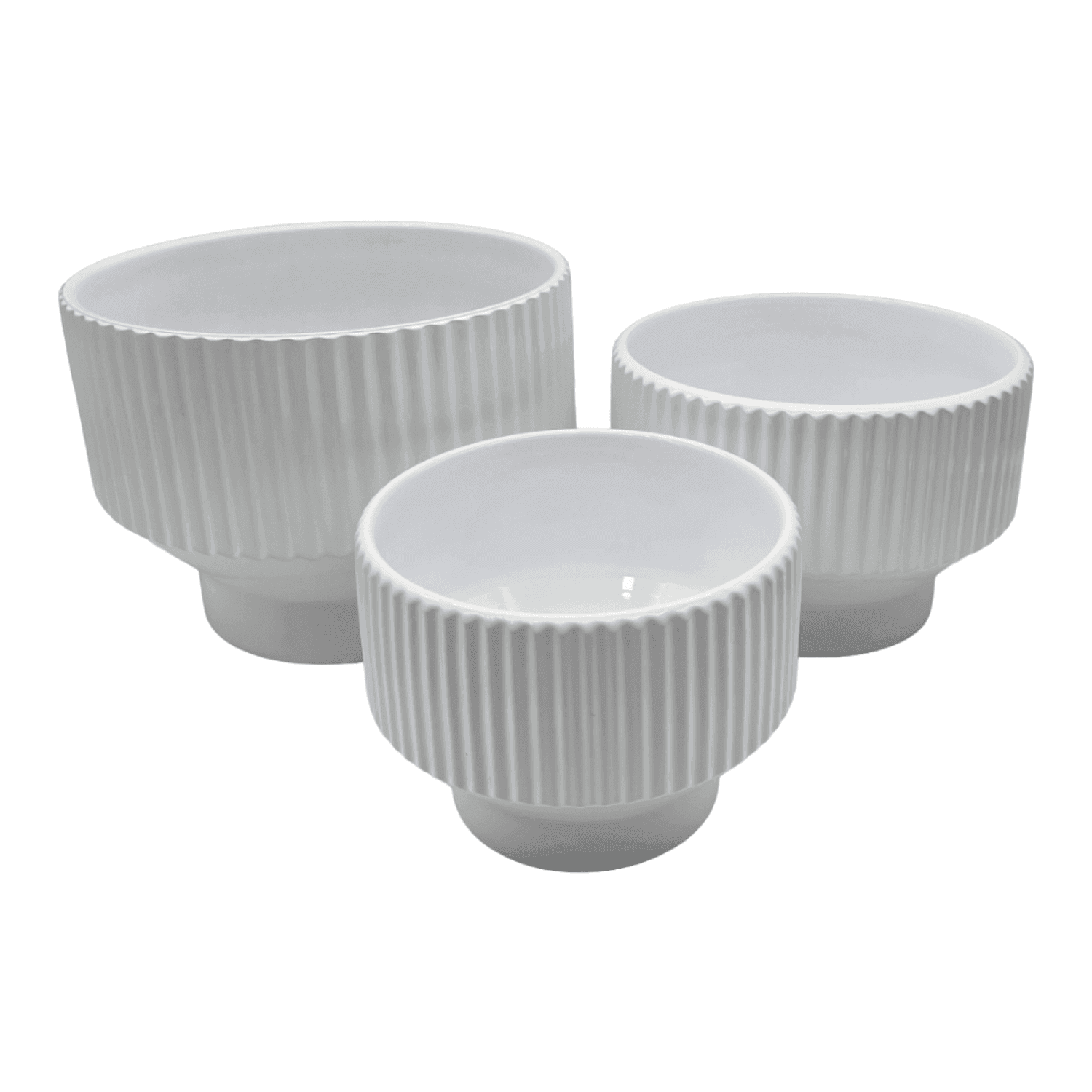 Set 3 Maceteros Maceta De Ceramica Copon Blanco Brillante - Fliperex