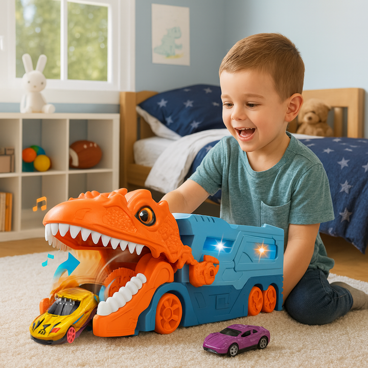 Camion Transportador Porta Autitos Infantil Dinosaurio Juego - vista 2