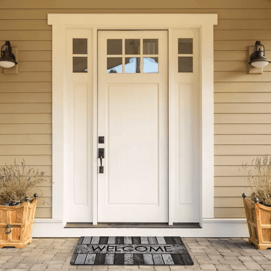 Alfombra Limpiapies Felpudo Alfombra De Entrada Welcome Gris - Fliperex