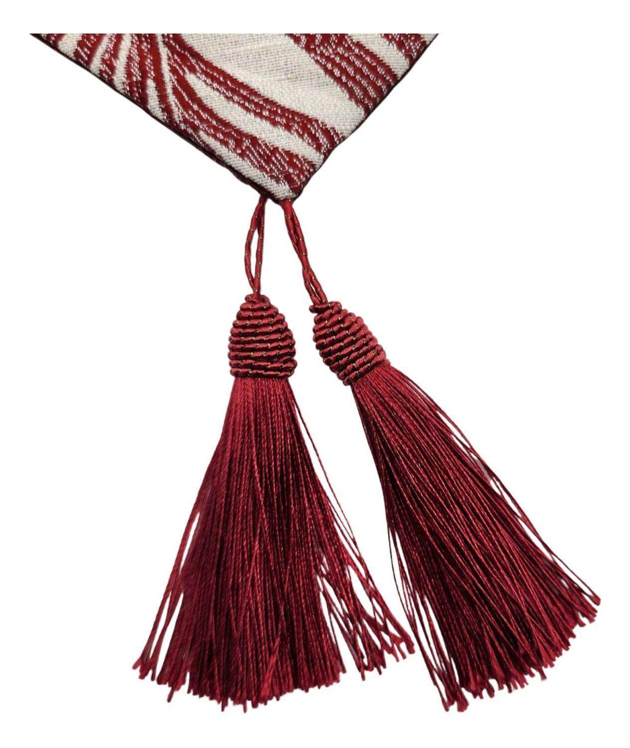 Camino De Mesa Beige Con Hojas Rojas Grandes Decoracion - Fliperex