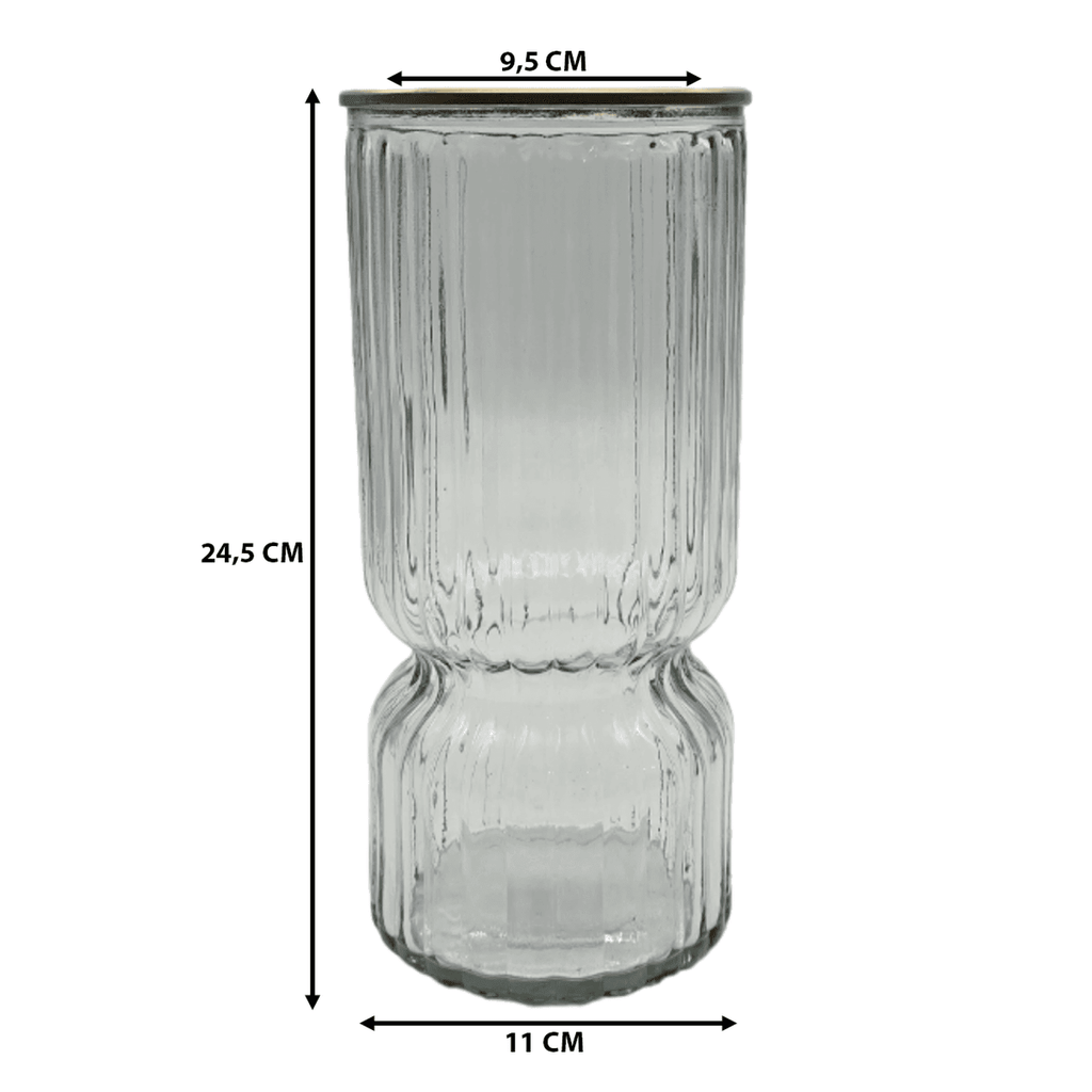 Florero Decorativo De Vidrio Con Diseño Borde Dorado - Fliperex