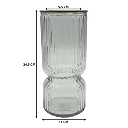 Florero Decorativo De Vidrio Con Diseño Borde Dorado - Fliperex