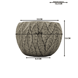 Macetero Maceta Acabado Cemento Relieve Hojas Gris M - Fliperex