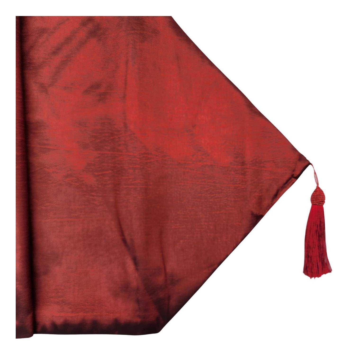 Camino De Mesa Beige Con Hojas Rojas Grandes Decoracion - Fliperex