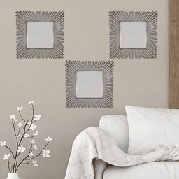 Set 3 Marcos De Espejos Cuadrados Blancos Lineas Doradas - Fliperex