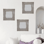 Set 3 Marcos De Espejos Cuadrados Blancos Lineas Doradas - Fliperex